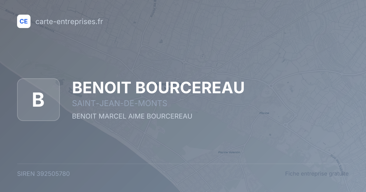 BENOIT BOURCEREAU — 392505780 — fiche entreprise