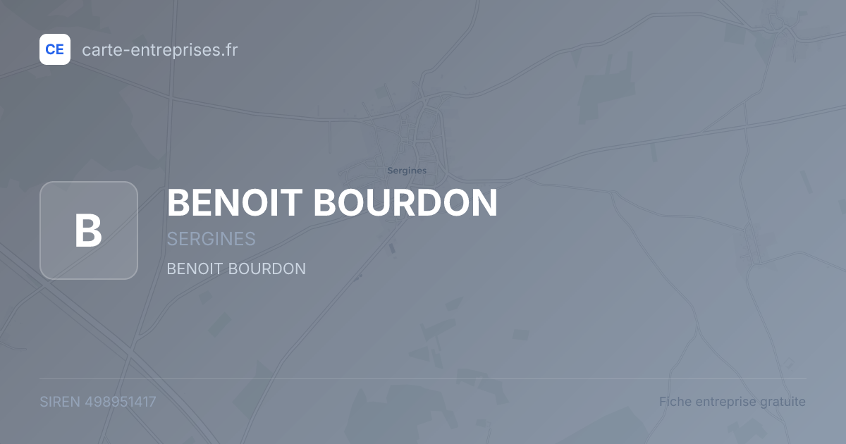 BENOIT BOURDON — 498951417 — fiche entreprise