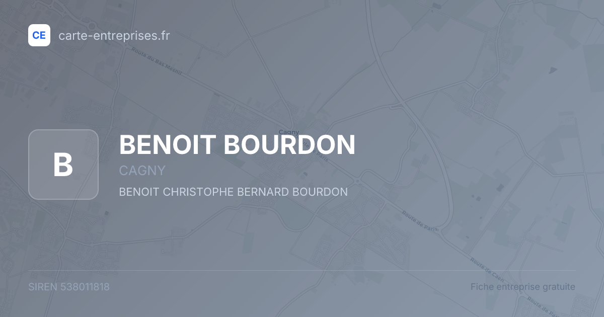BENOIT BOURDON — 538011818 — fiche entreprise
