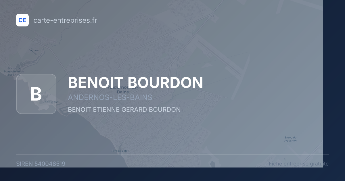 BENOIT BOURDON — 540048519 — fiche entreprise