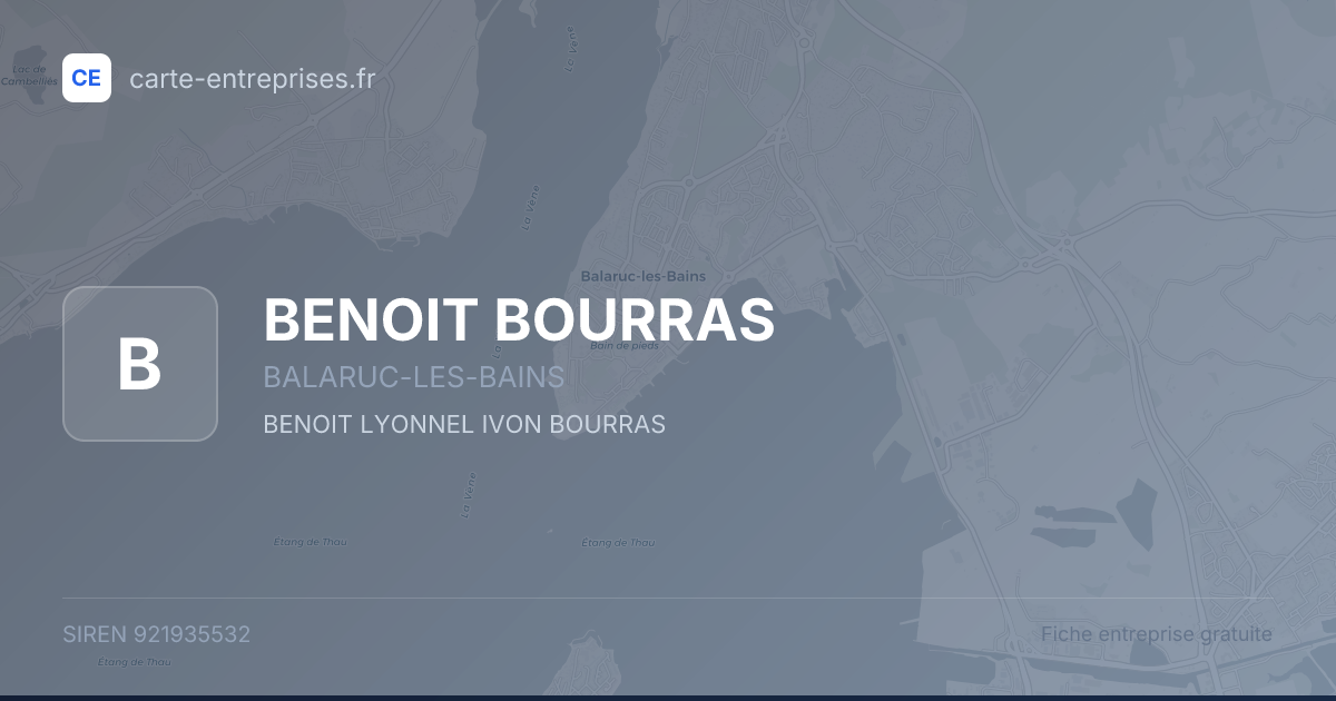 BENOIT BOURRAS — 921935532 — fiche entreprise