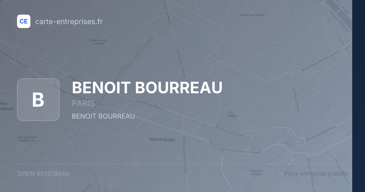 BENOIT BOURREAU — 992018549 — fiche entreprise