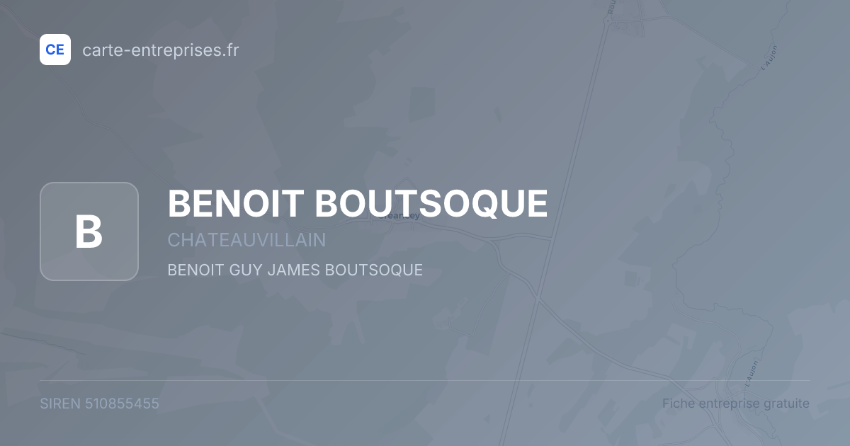 BENOIT BOUTSOQUE — 510855455 — fiche entreprise