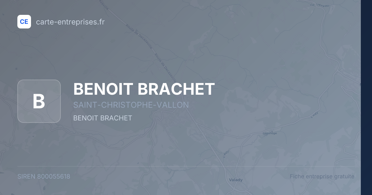 BENOIT BRACHET — 800055618 — fiche entreprise