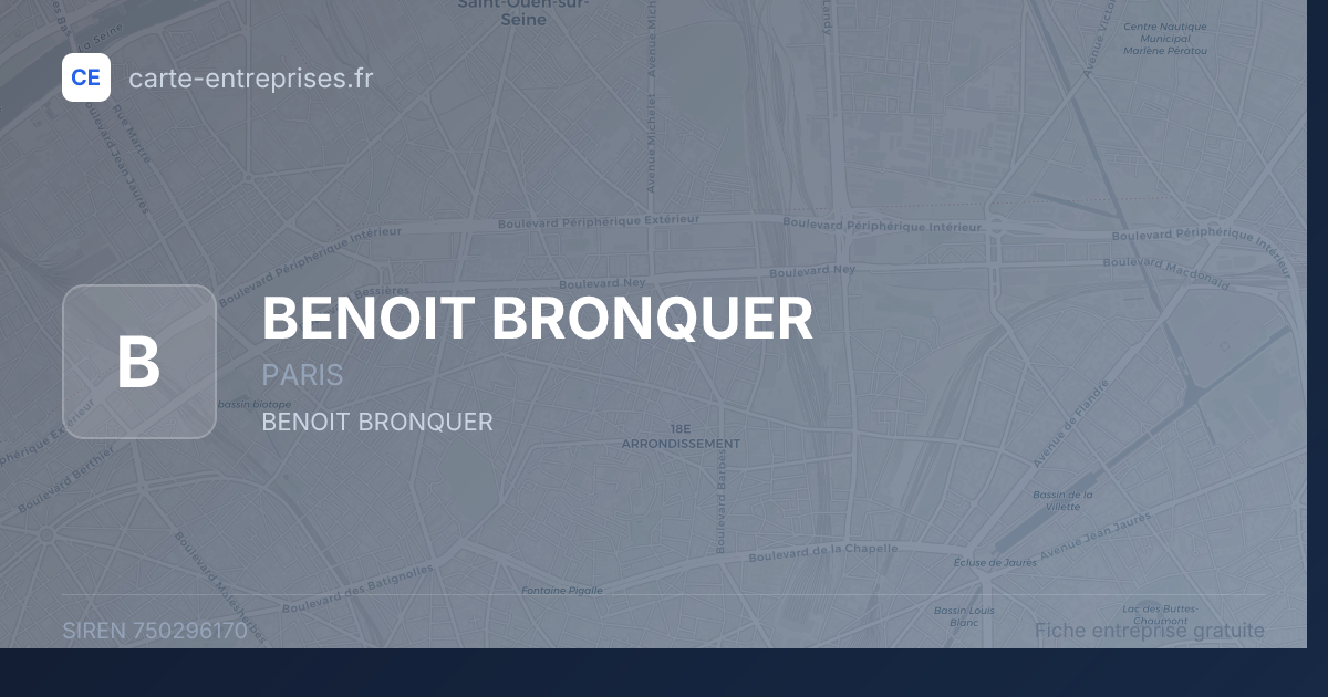 BENOIT BRONQUER — 750296170 — fiche entreprise