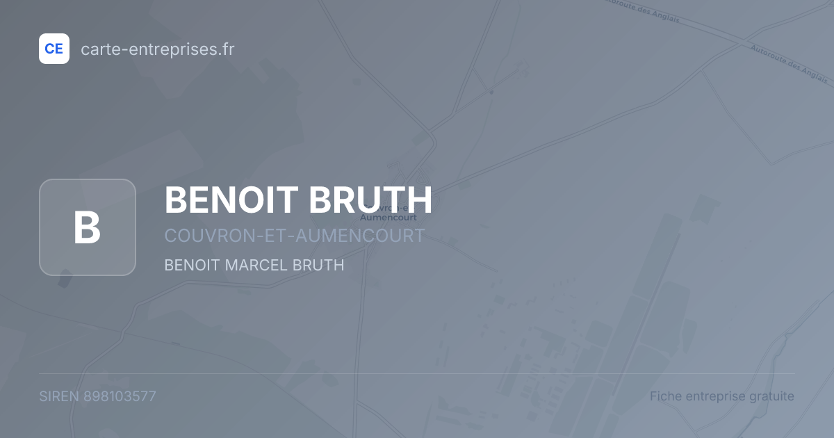 BENOIT BRUTH — 898103577 — fiche entreprise
