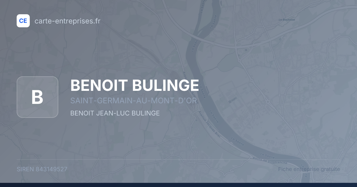BENOIT BULINGE — 843149527 — fiche entreprise