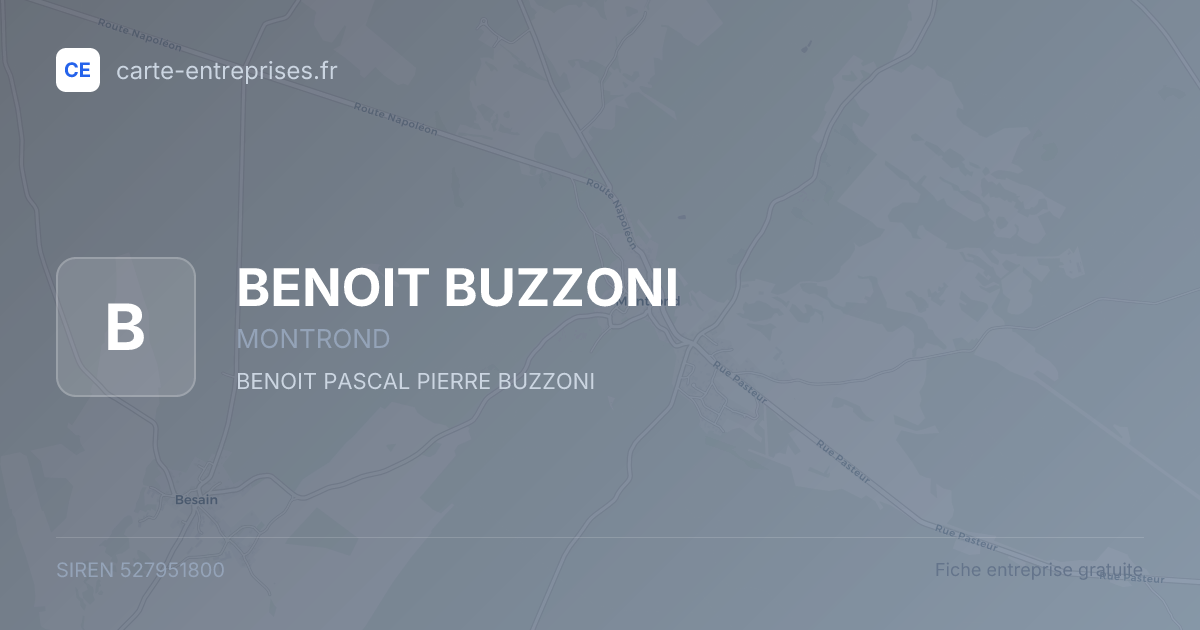 BENOIT BUZZONI — 527951800 — fiche entreprise