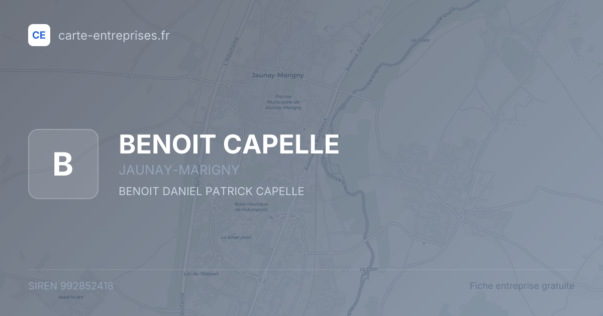 BENOIT CAPELLE — 992852418 — fiche entreprise