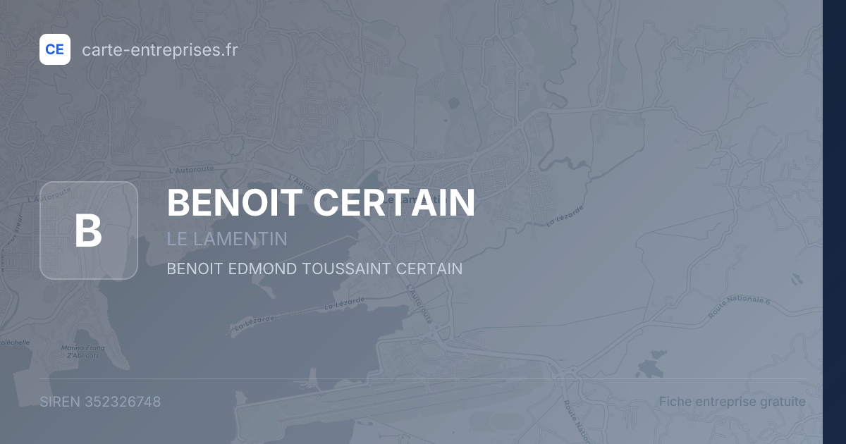 BENOIT CERTAIN — 352326748 — fiche entreprise