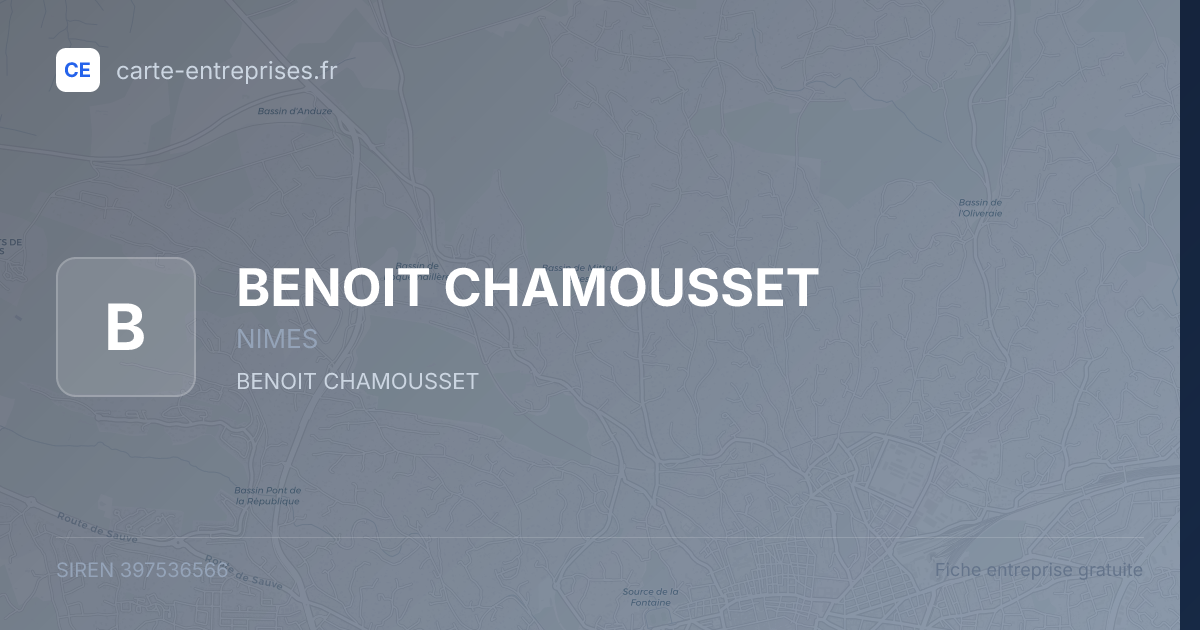 BENOIT CHAMOUSSET — 397536566 — fiche entreprise