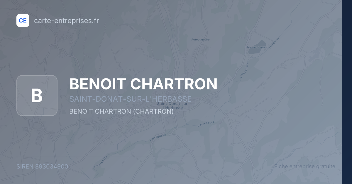 BENOIT CHARTRON — 893034900 — fiche entreprise