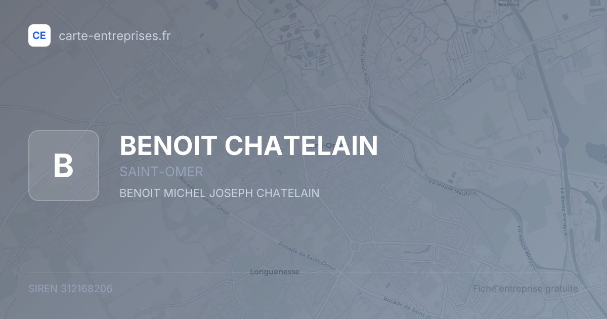 BENOIT CHATELAIN — 312168206 — fiche entreprise