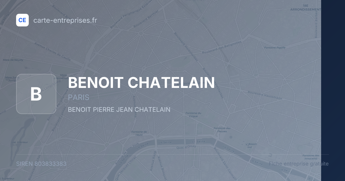 BENOIT CHATELAIN — 803833383 — fiche entreprise