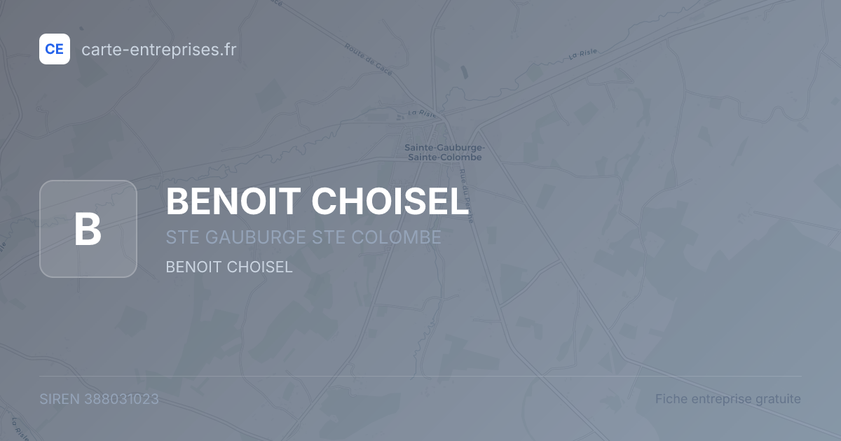 BENOIT CHOISEL — 388031023 — fiche entreprise