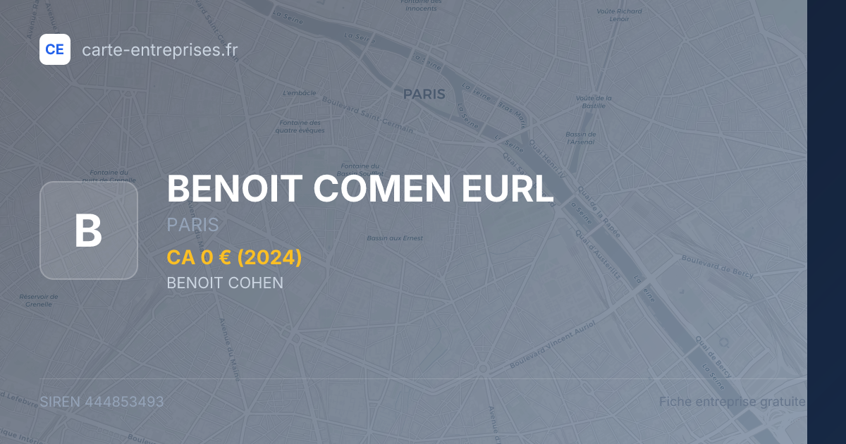 BENOIT COMEN EURL — 444853493 — fiche entreprise
