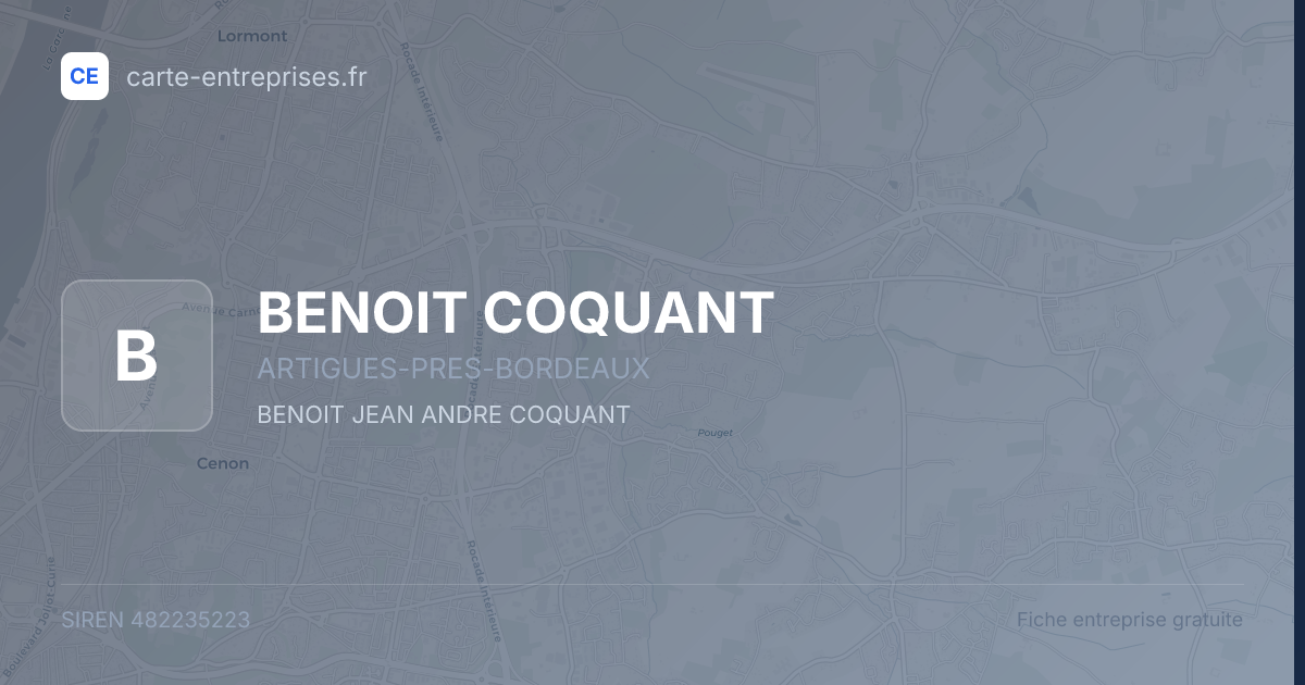 BENOIT COQUANT — 482235223 — fiche entreprise