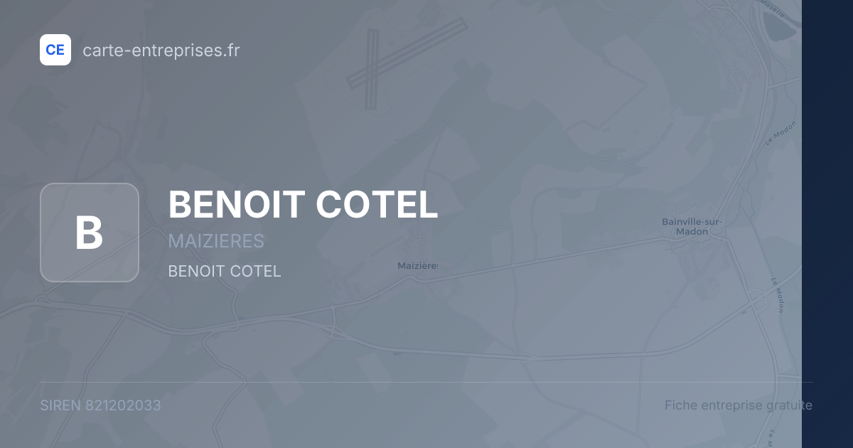 BENOIT COTEL — 821202033 — fiche entreprise