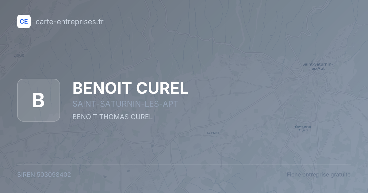 BENOIT CUREL — 503098402 — fiche entreprise