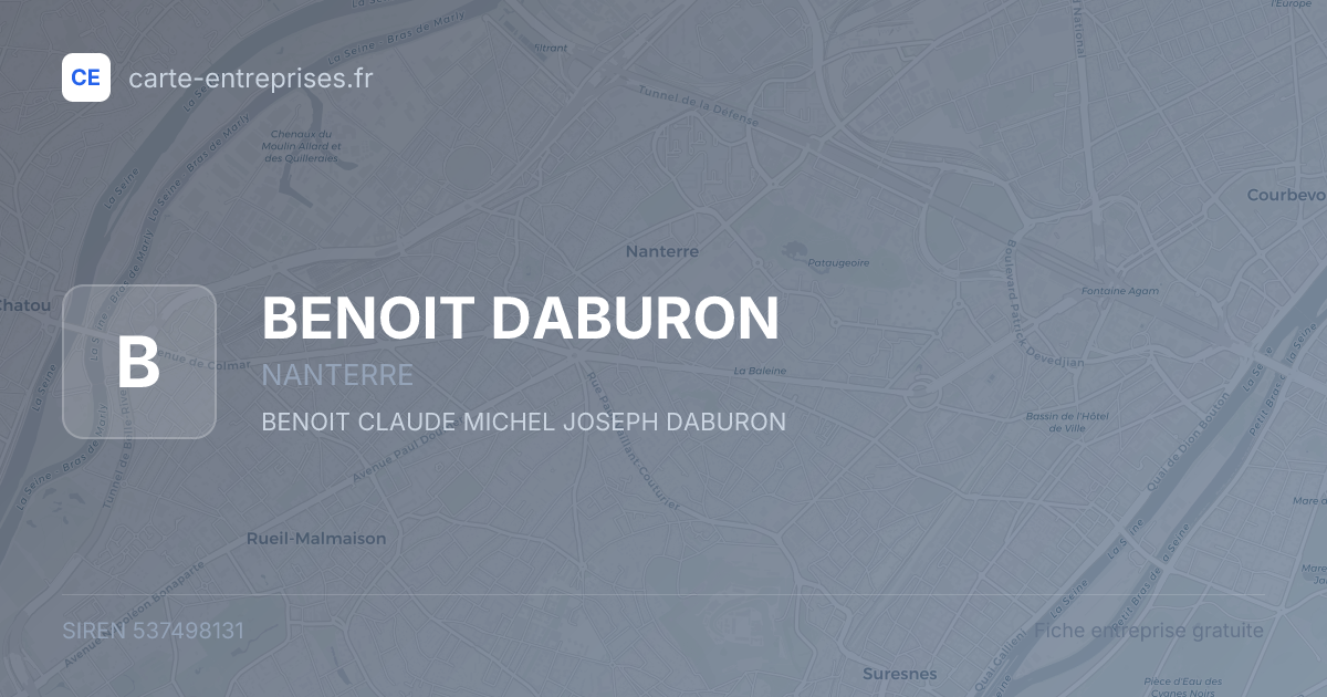 BENOIT DABURON — 537498131 — fiche entreprise