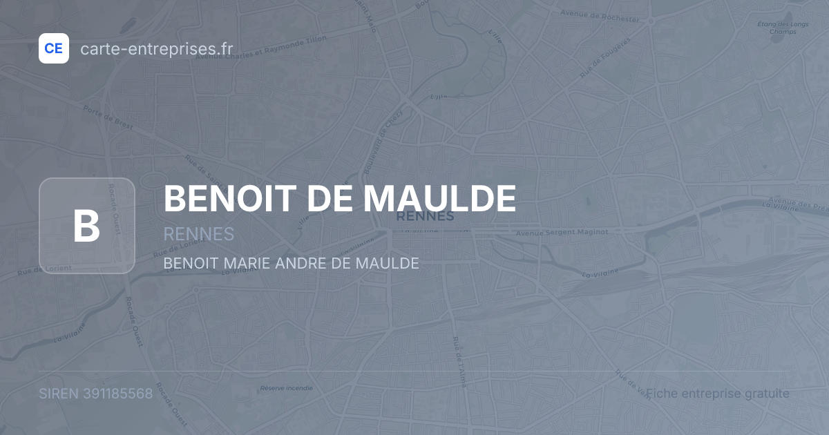BENOIT DE MAULDE — 391185568 — fiche entreprise