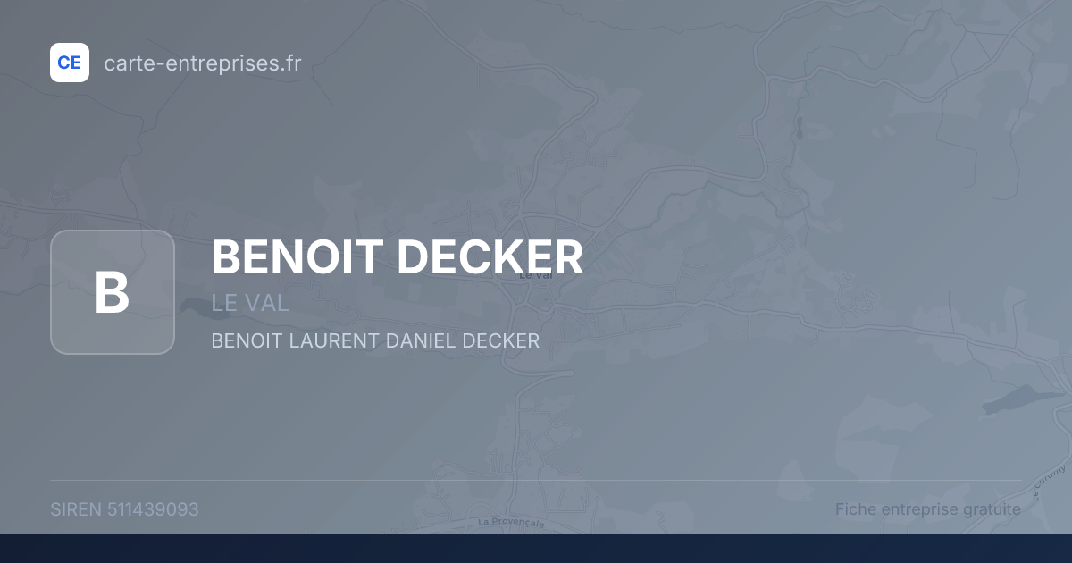 BENOIT DECKER — 511439093 — fiche entreprise