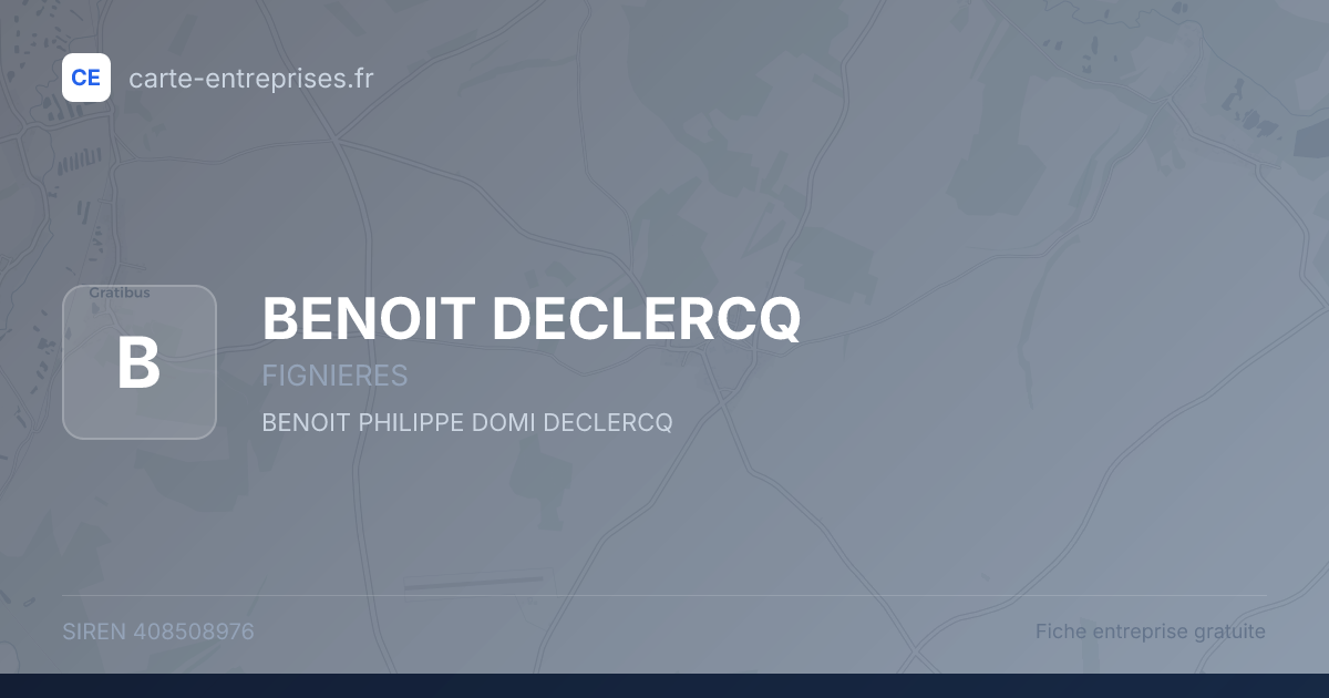 BENOIT DECLERCQ — 408508976 — fiche entreprise
