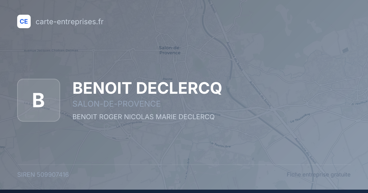 BENOIT DECLERCQ — 509907416 — fiche entreprise