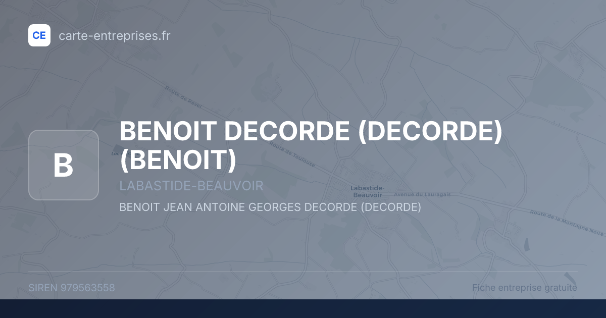 BENOIT DECORDE (DECORDE) (BENOIT) — 979563558 — fiche entreprise