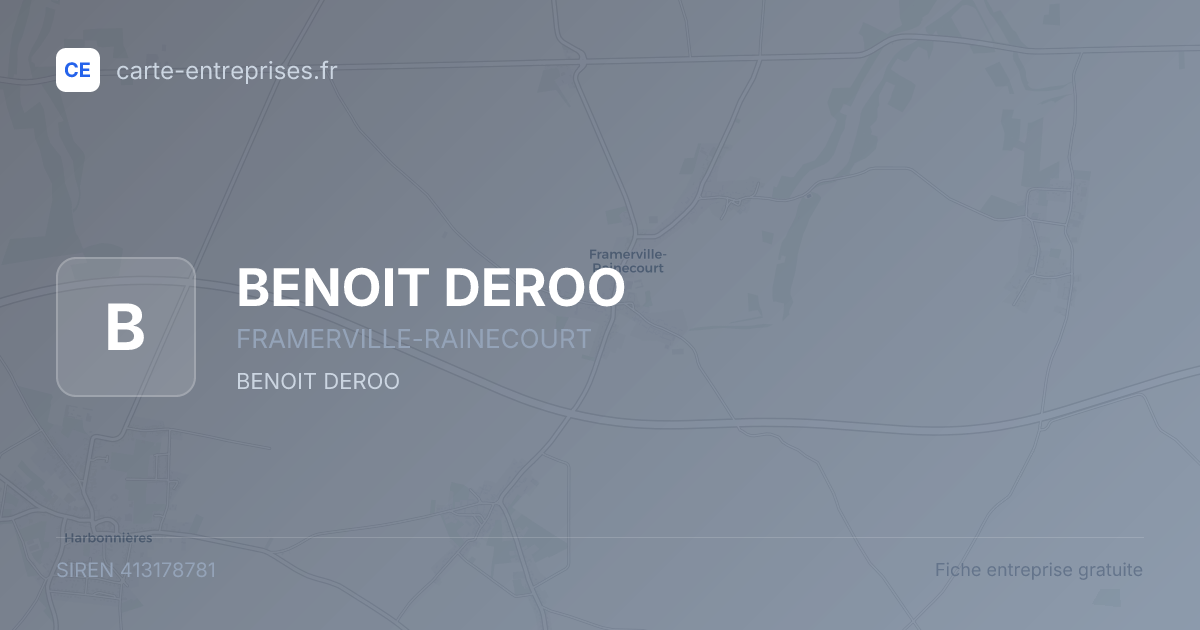 BENOIT DEROO — 413178781 — fiche entreprise