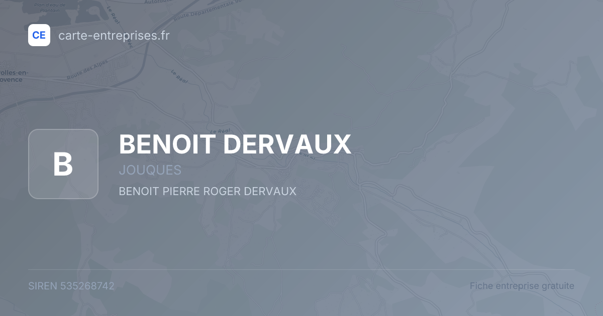 BENOIT DERVAUX — 535268742 — fiche entreprise
