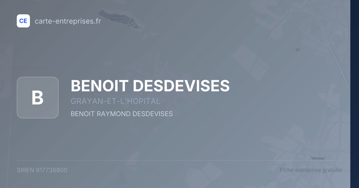 BENOIT DESDEVISES — 817738800 — fiche entreprise