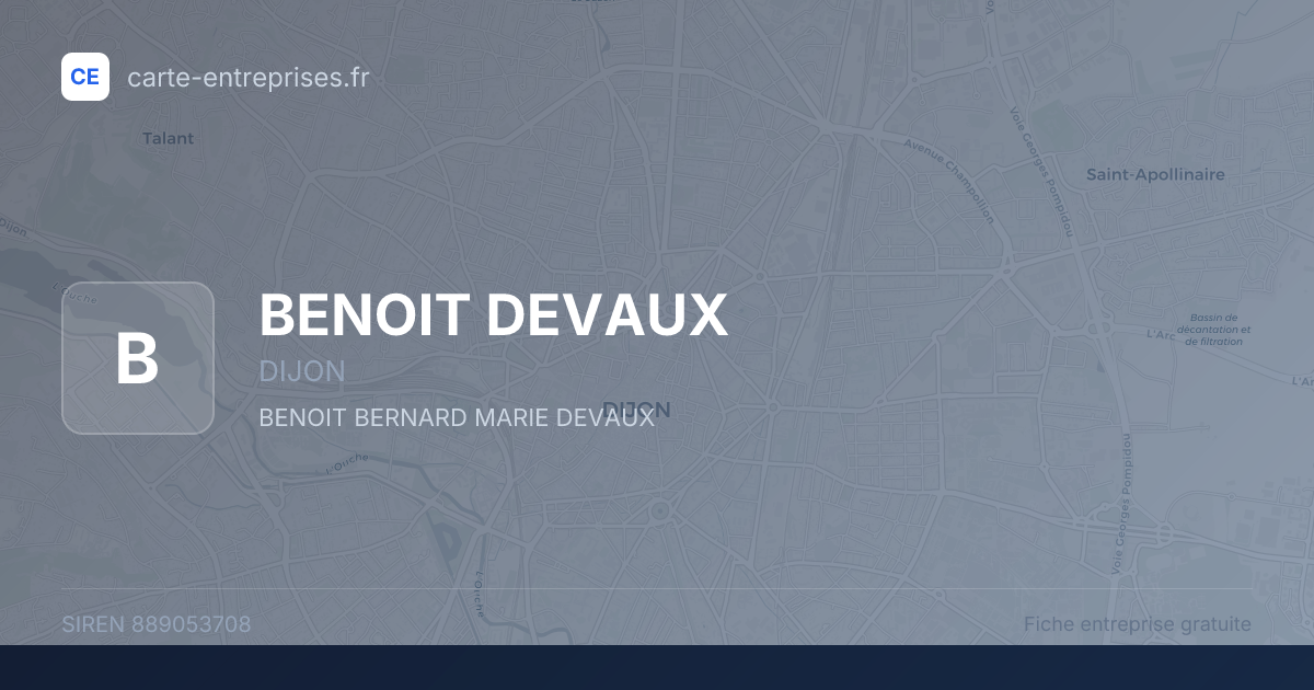 BENOIT DEVAUX — 889053708 — fiche entreprise