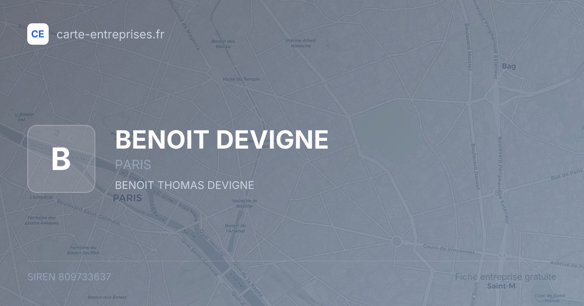 BENOIT DEVIGNE — 809733637 — fiche entreprise