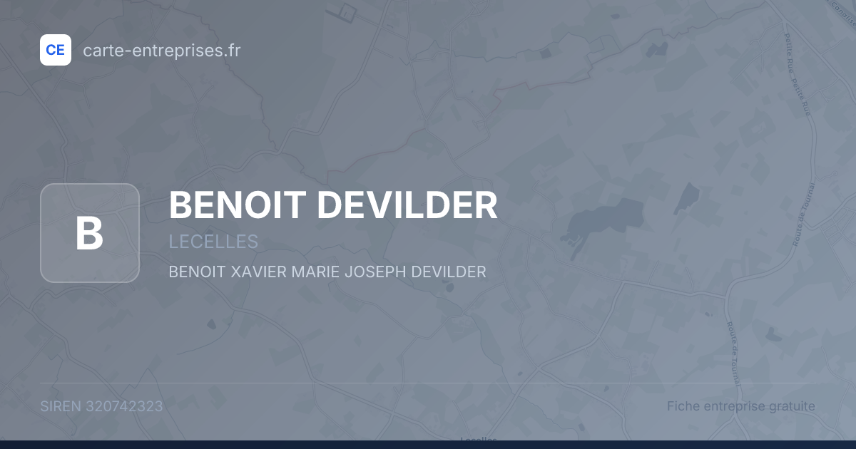 BENOIT DEVILDER — 320742323 — fiche entreprise
