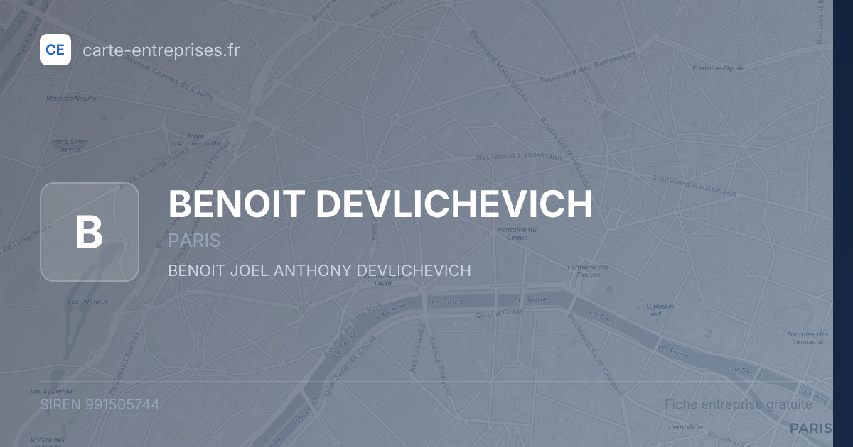 BENOIT DEVLICHEVICH — 991505744 — fiche entreprise