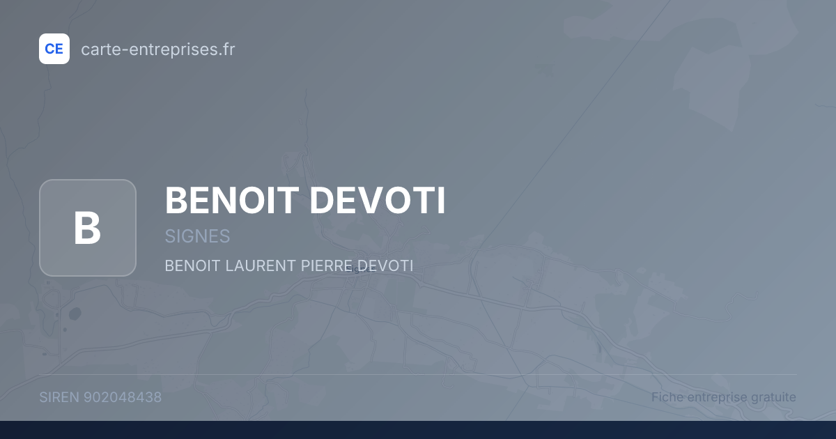 BENOIT DEVOTI — 902048438 — fiche entreprise
