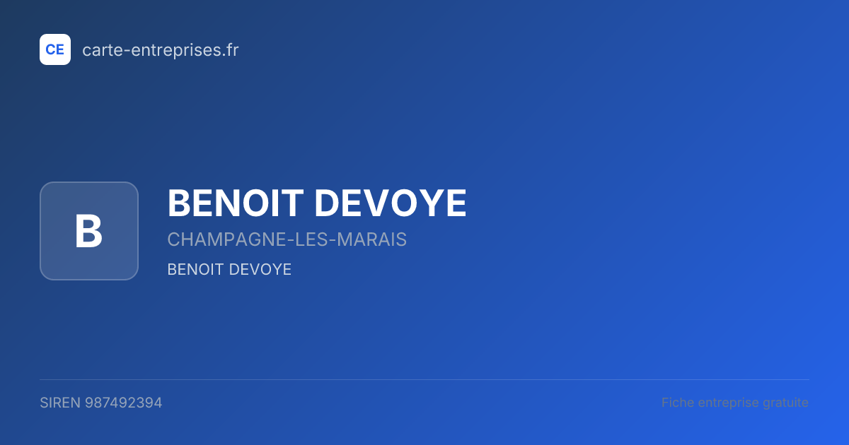 BENOIT DEVOYE — 987492394 — fiche entreprise
