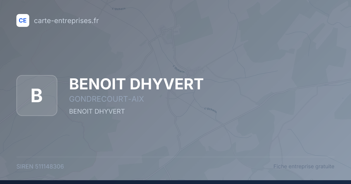BENOIT DHYVERT — 511148306 — fiche entreprise