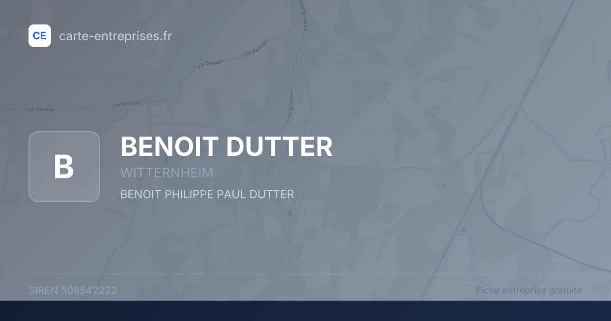 BENOIT DUTTER — 508542222 — fiche entreprise