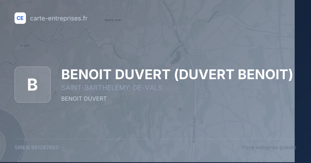 BENOIT DUVERT (DUVERT BENOIT) — 981287683 — fiche entreprise