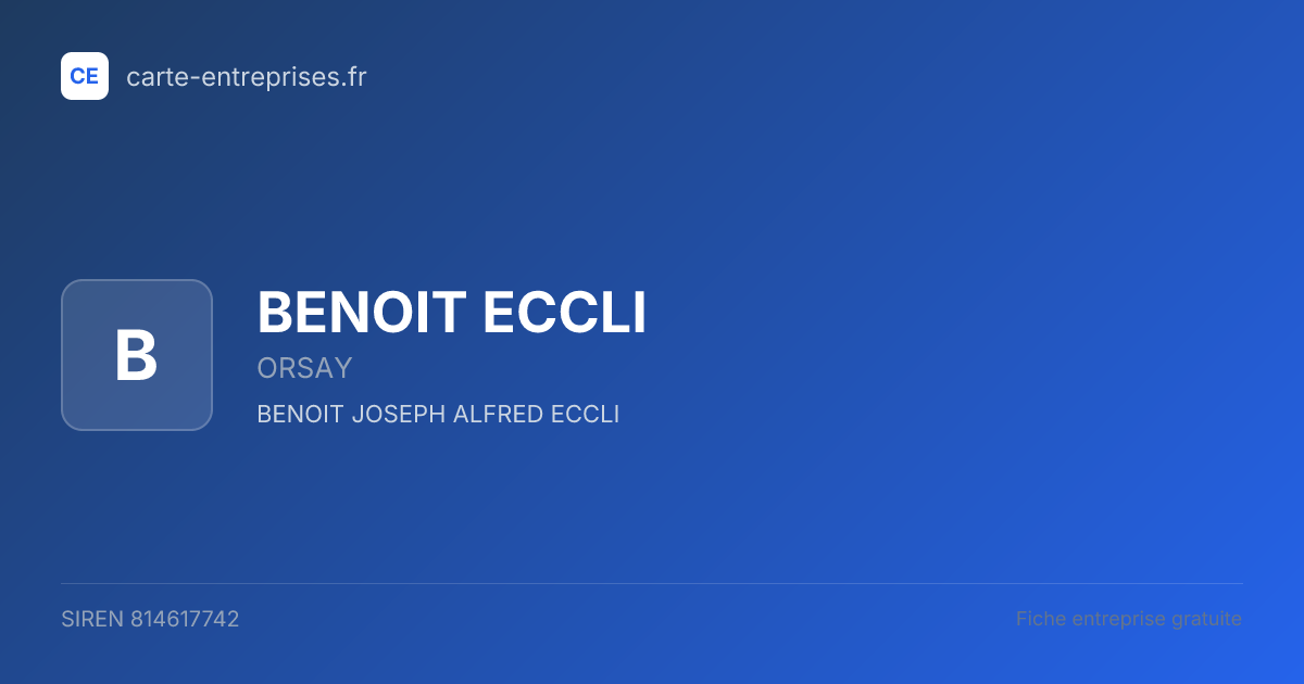 BENOIT ECCLI — 814617742 — fiche entreprise