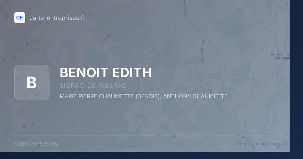 BENOIT EDITH — 987633005 — fiche entreprise