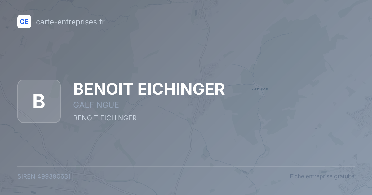 BENOIT EICHINGER — 499390631 — fiche entreprise