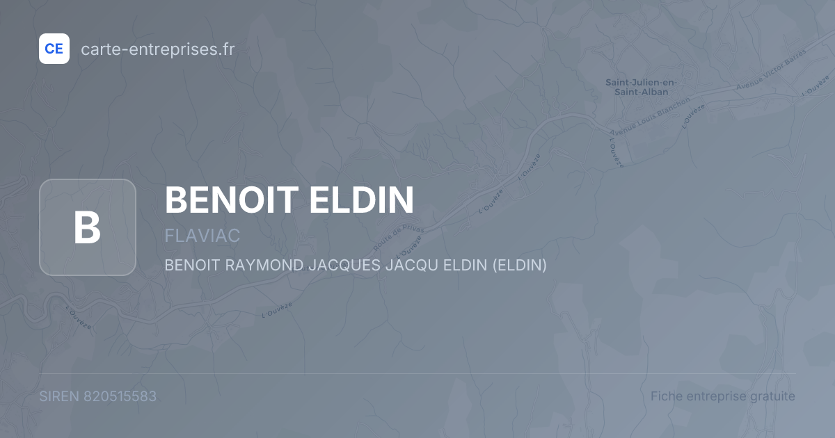 BENOIT ELDIN — 820515583 — fiche entreprise