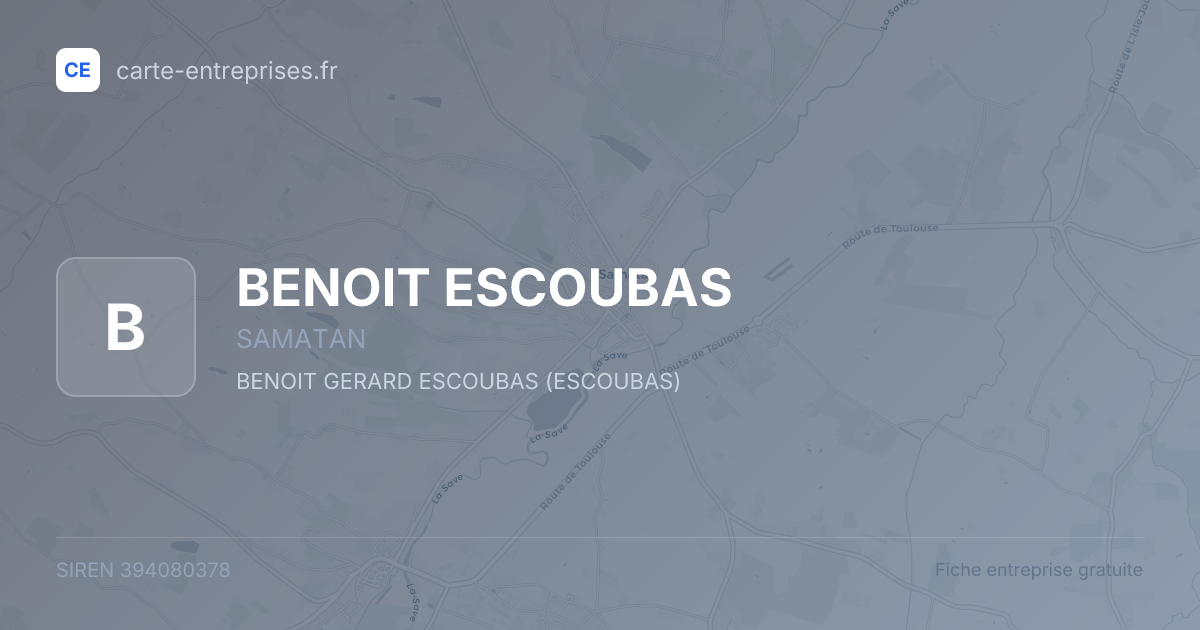 BENOIT ESCOUBAS — 394080378 — fiche entreprise