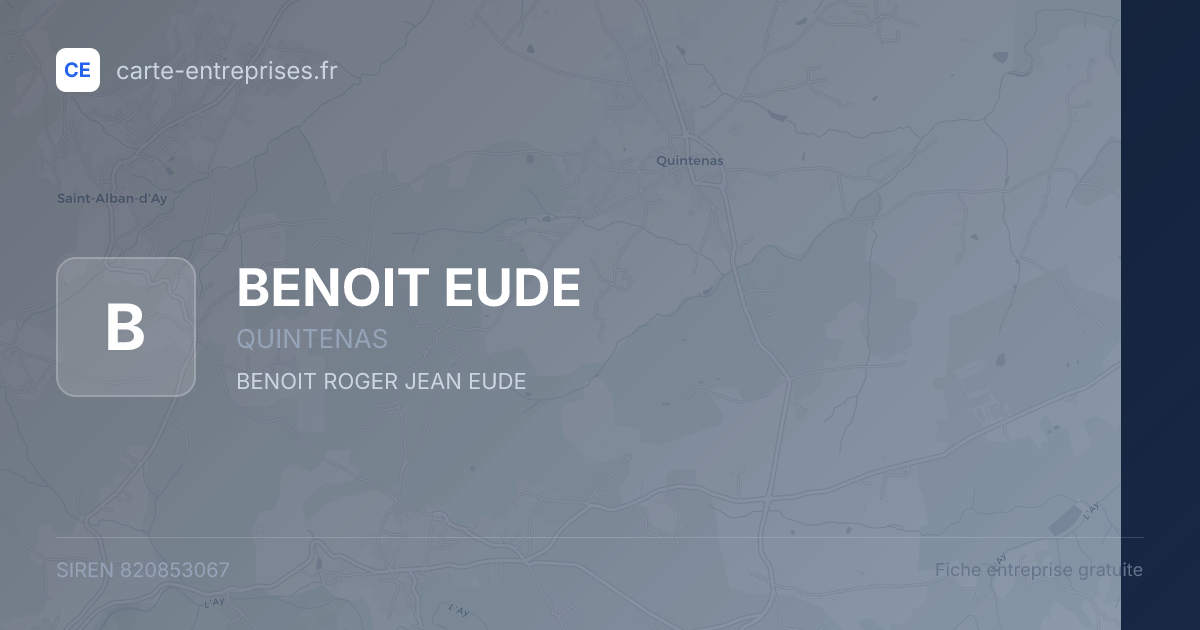 BENOIT EUDE — 820853067 — fiche entreprise