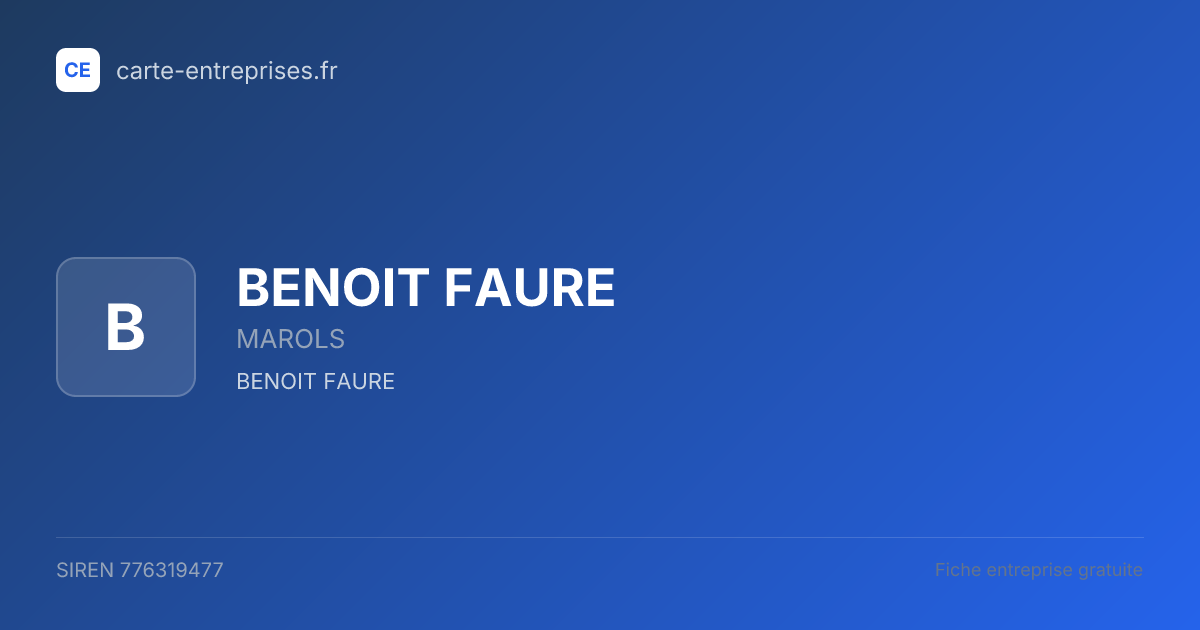 BENOIT FAURE — 776319477 — fiche entreprise