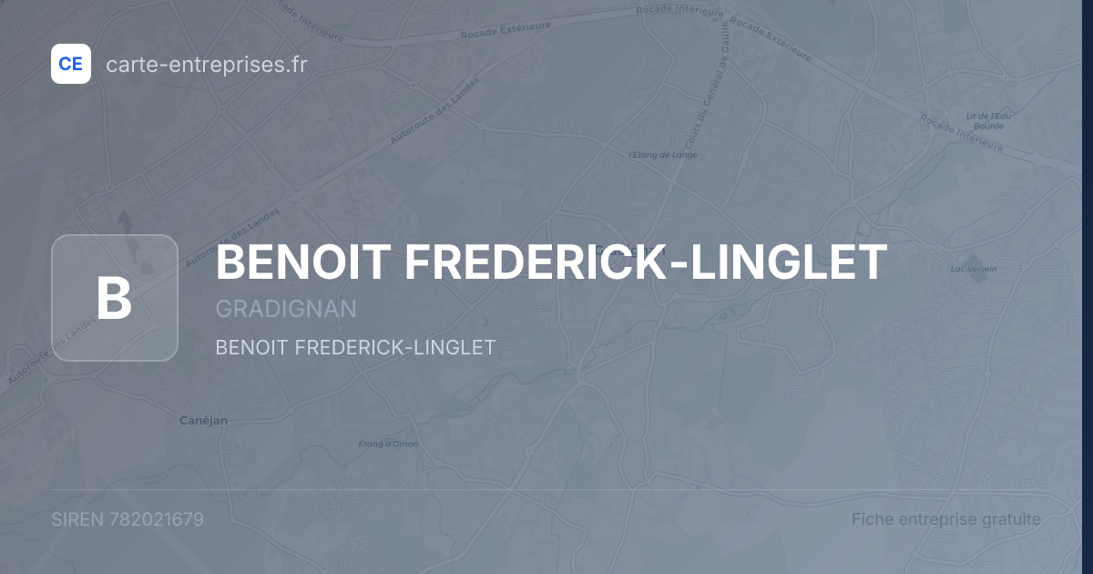BENOIT FREDERICK-LINGLET — 782021679 — fiche entreprise