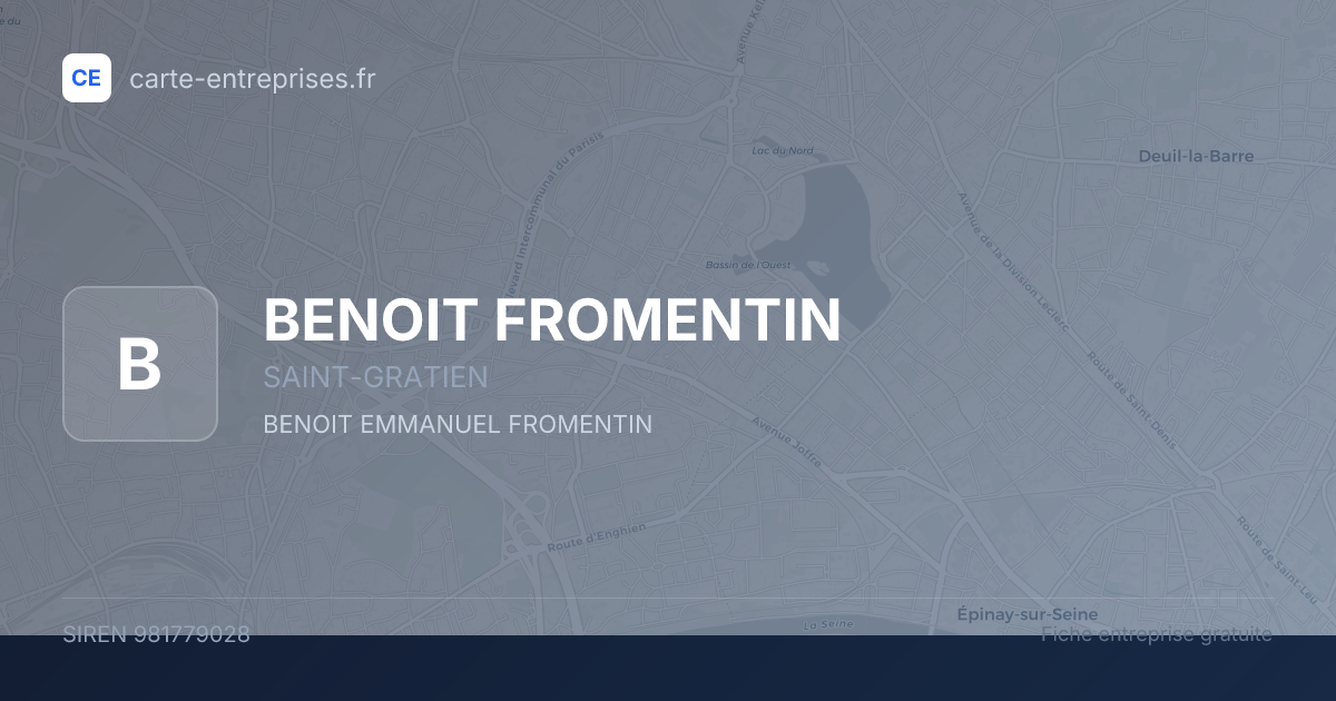 BENOIT FROMENTIN — 981779028 — fiche entreprise